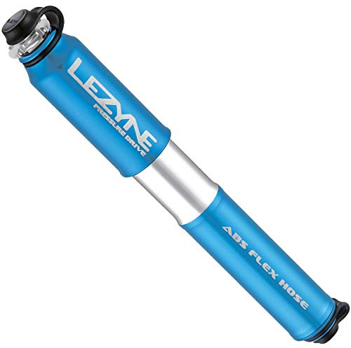 Lezyne Pressure Drive Pump - Blue, Small/Presta Schrader Dual Twin Head Tyre Tube Bicycle Cycling Cycle Biking Bike Road Mountain Inflator Air Inflation Racing Race Hand Frame Mini Accessories