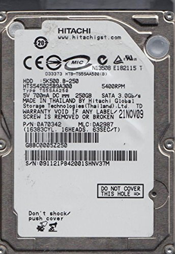 250GB Hitachi 2.5 SATA disco duro (5400 rpm, memoria caché de 8MB)