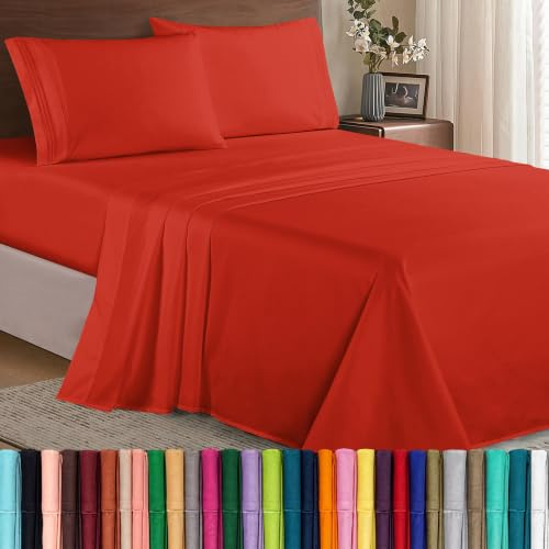 Elegant Comfort Luxury Soft 1500 Premier Egyptian 4-Piece Premium Hotel Quality Wrinkle Resistant Coziest Bedding Set, All Around Elastic Fitted Sheet, Deep Pocket up to 16inch, King, Rust