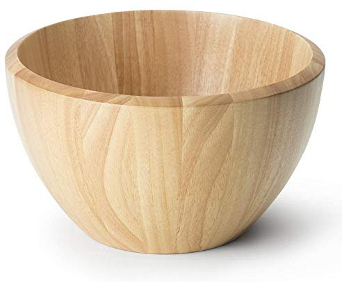 Continenta Salatschüssel aus Gummibaumholz, Holzschüssel, Holzschale, Obstschale, Größe: Ø 30 x 18 cm