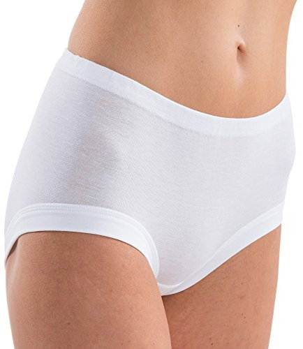 HERMKO 1140 5-Pack Ladies' high-Waist, Elasticated Knickers in 100% bio-Cotton, Colour:White, Size:14 (M)