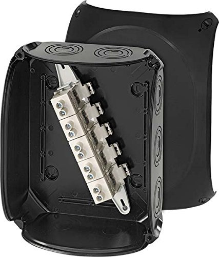 Hensel KF 2525 B Kabelabzweigkasten, Feuchtraumdose, Abzweigdose IP66 6-25 qmm 3phasig, 35 qmm 1phasig, 5polige, schwarz