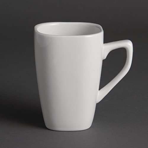 Olympia Rounded Square Mugs 284Ml 10Oz Porcelain White Coffee Tea Cup 12pc