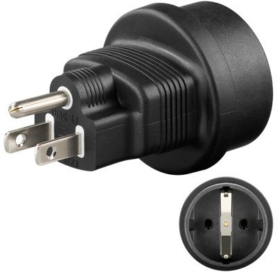 InLine Netzadapter, Typ E auf Typ A, Schwarz, 2 Stück