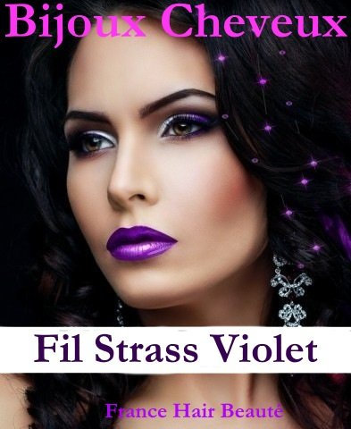 Haarschmuck mit Swarovski-Steinen auf Strass-Faden, Violett Hochwertige und professionelle Frisur: 4 Fäden mit 6 Strasssteinen pro Faden.