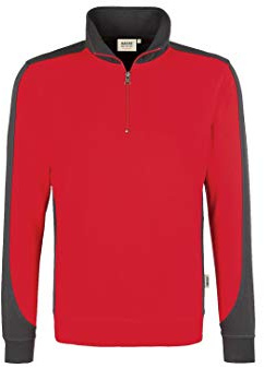 HAKRO Zip Sweatshirt Contrast Performance, HK476-rot, XL