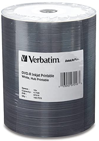 Verbatim 97016 DVD-R Optical Disc, White, 0.1
