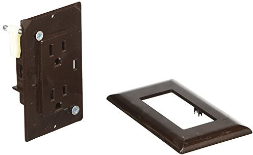 RV Designer S815 Doppelsteckdose mit Abdeckplatte, braun, AC elektrisch