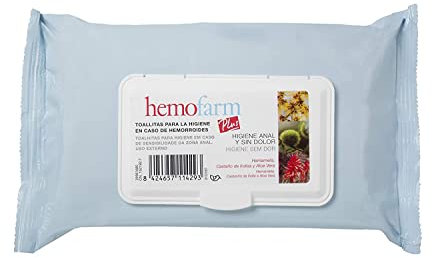 HEMOFARM PLUS - Lingettes humides dermatologiques individuelles, apaisantes et rafraîchissantes, pour les hémorroïdes, 60 unités, l'emballage peut varier