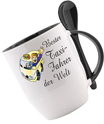 Tasse m. Löffel Bester Taxifahrer der Welt Löffeltasse, Kaffeetasse mit Motiv,Bürotasse, bedruckte Tasse mit Sprüchen oder Bildern - auch individuelle Gestaltung nach Kundenwunsch