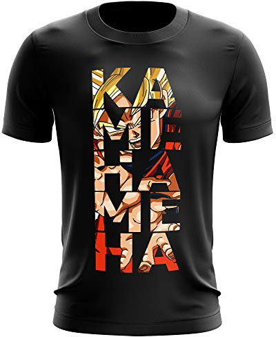 Stylotex Fitness T-Shirt Herren Sport Shirt Kamehameha Gym Tshirts für Performance beim Training | Männer Kurzarm | Funktionelle Sport Bekleidung, Farbe:schwarz, Größe:L