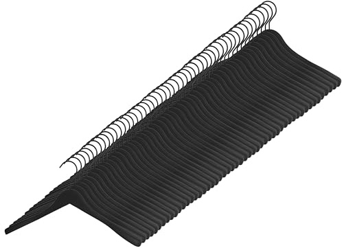 GERSO Kleiderbügel Premium 45 cm – 50er Pack – Massivholz schwarz gummiert – Formbügel mit drehbarem Haken für Mäntel & Jacken