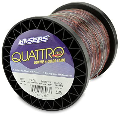 Hi-Seas Quattro Monofile Schnur, 45,3 kg getestet, 1,00 mm Durchmesser, 4-farbiges Tarnmuster, 878 m