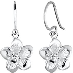 Elli Ohrringe Damen Ohrhänger Frangipani Blüte Anhänger Trend mit Kristall in 925 Sterling Silber