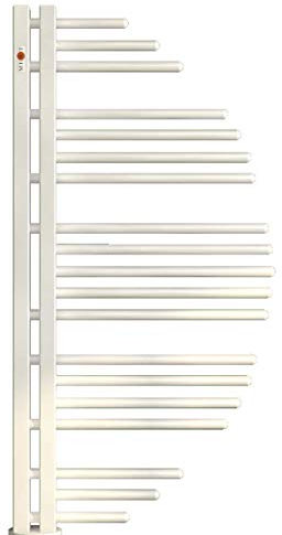 Mert Aycan Design Heizung gebogen elektrisch oder Warmwasser 1/2 Zoll Bad-Heizung 1200x600 Bad-Heizkörper Anschluss 50 mm weiß Handtuchhalter für Wandmontage