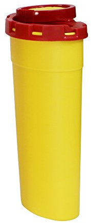 Abwurfbehälter für Kanülen & Spritzen | Durchstichsichere Kanülenbox | 200 ml | Quickbox Gelb mit rotem Deckel