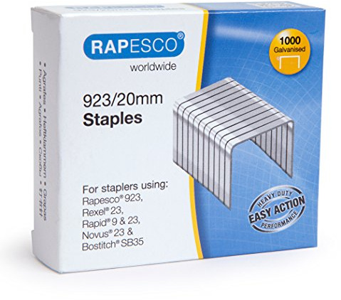 Rapesco Pack of 3 Boxes of 1000 Galvanised Staples 923/20 mm Type 23