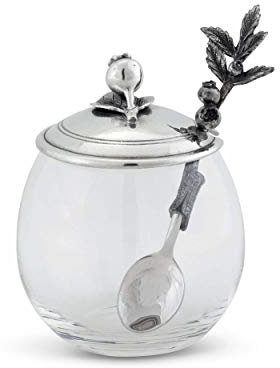 Vagabond Maison en étain et verre Miel/Jam Jelly Bocal avec cuillère assorti Blueberry étain