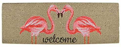 Esschert Design Kokosmatte Flamingo Türmatte, Kokosfaser, PVC, braunpink, 75 x 25 x 1.8 cm