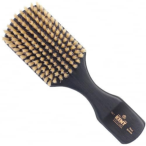 Kent Rectangular Club Handled Ebony Black Bristle Brush - OE1 (PACK OF 1)