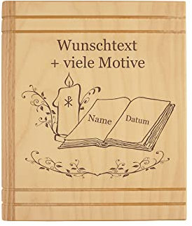 Aber Natürlich Spardose zur Taufe personalisiert - Taufgeschenk für Jungen & Mädchen - Holzspardose in Buchform, Braun