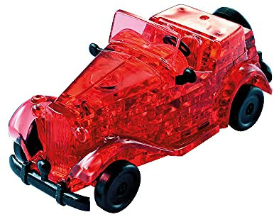 Crystal Puzzle | 3D Oldtimer Rot | Transparentes Design | 53 Teile | Bausatz für Kinder und Erwachsene | HCM Kinzel