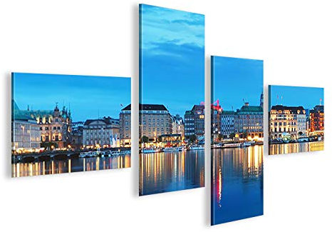 islandburner Bild Bilder auf Leinwand Alster Hamburg 4L XXL Poster Leinwandbild Wandbild Dekoartikel Wohnzimmer Marke