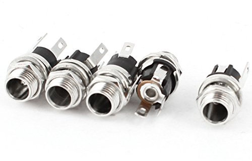 sourcing map 5pcs 5.5mm x 2.1mm Prise Jack Alimentation connecteur pour Montage sur Panneau métal