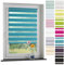 ourdeco® Doppel-Rollo, Duo-Rollo / 70 x 210 cm Blue Lagoon/lichtdurchlässig, Blickdicht, Montage ohne Bohren