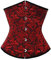 SZIVYSHI Women'S Underbust Satin Lace Up Waist Cincher Corset Shaper Bustier Top Jacquard Black and Red M