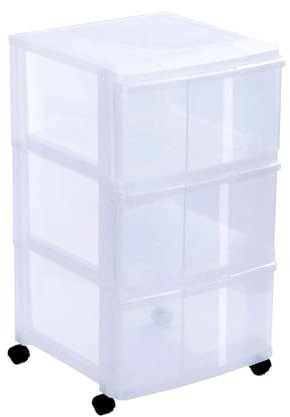 Sundis MODULO 3GM Transparent Torre de Almacenamiento con cajones y Ruedas, 24x32