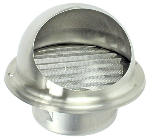 SPARES2GO Stainless Steel Round Bull Nosed External Extractor Wall Vent Outlet with Insect Mesh Grille (100mm, 4)