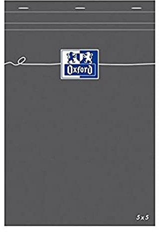 OXFORD Bloc‐notes Orange A5 Petits Carreaux 5mm 80 Feuilles Agrafées Couverture Carte Enduite Gris (pack de 5)