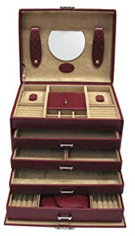 Windrose 8036960 Damen Schmuckkästchen Merino Kunstleder Rot