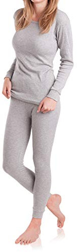 MT Damen Ski- & Thermowäsche Set - warme Unterwäsche Langarm mit weicher Innenseite - Sports Grey XL