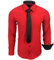 Baxboy 444-BK Herren Kontrast Hemd Business Hemden mit Krawatte Hochzeit Freizeit Fit, Farbe:Rot, Größe:L
