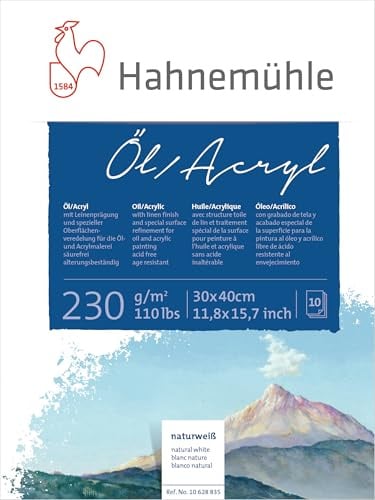 Hahnemühle Öl- und Acrylmalblock 230g/m², 30x40cm, 10 Blätter