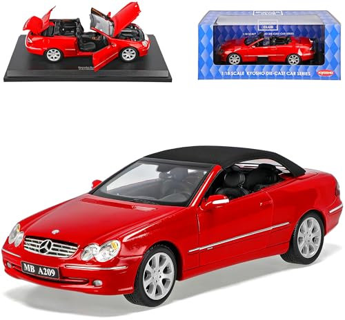 Kyosho Mercedes-Benz CLK Cabrio Rot Mit Soft Top A209 2002-2010 1/18 Modellauto Modell Auto
