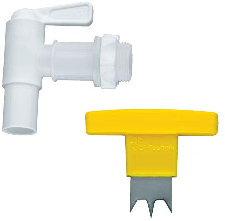 3P Technik Filtersysteme Auslaufhahn Absperrhahn Wasserhahn weiß 3/4' inkl. Dichtung, Kontermutter und Handbohrer für Ihre Regentonne BZW. Regenwassertonne und Regenwassertank