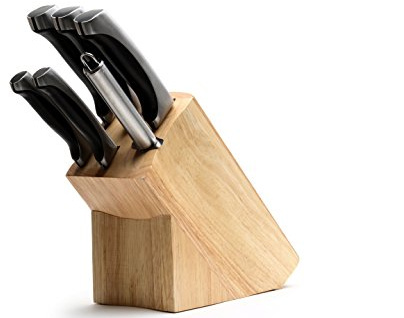 Ross Henery Professional, 6 Piece Premium, High Grade, High Carbon, 5Cr15MoV Stainless Steel, Kitchen Knife Set in Oak Wood Block