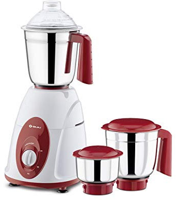 Bajaj Majesty Classic Indian Mixer Grinder, 750W (Red White) 3 Jar |Extra International Adaptor|1 Month Warranty|2 Year Motor Warranty