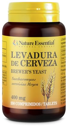 Nature Essential | Levadura de Cerveza 400 mg | 250 Comprimidos | Proteínas y Vitamina B | Cuidado de Uñas, Piel y Cabello