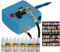 Aerografo con compressore Aerografo per principianti Compressore aerografo Carry I Giallo con COMPRESSORE + SET di 10 COLORI PER AEROGRAFO + SET DI STENCIL PER UNGHIE + PENNA A SPRUZZO AEROGRAFO