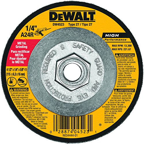 DEWALT Grinding Wheel, General Purpose for Metal, 4-1/2-Inch x 1/4-Inch x 5/8-Inch (DW4523)