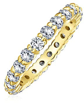Bling Jewelry Braut Stapelbarer AAA CZ Ewigkeitsring Dünn 3MM Jubiläums- und Ehering für Damen .925 Sterlingsilber mit Zirkonia