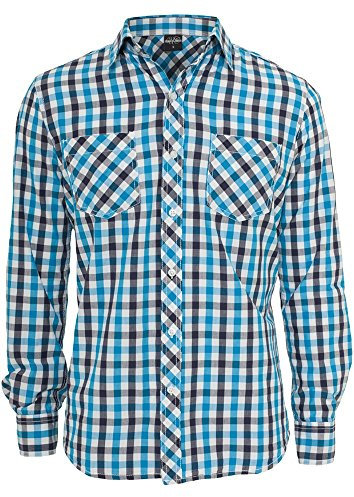 Urban Classics Chemise de Loisirs Tricolore à Gros Carreaux pour Homme, Turquoise., M