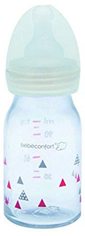 Bebeconfort Biberon Col Etroit Verre en Silicone T1 Sport 110 ml