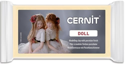Cernit CE0950500744C - Block Modelliermasse (Polymer) DOLL, ofenhärtend, sofort gebrauchsfähig, 500g, ideal für DIY, Puppen & Figuren, für Einsteiger & Hobbykünstler, Mandel, 1 Stück