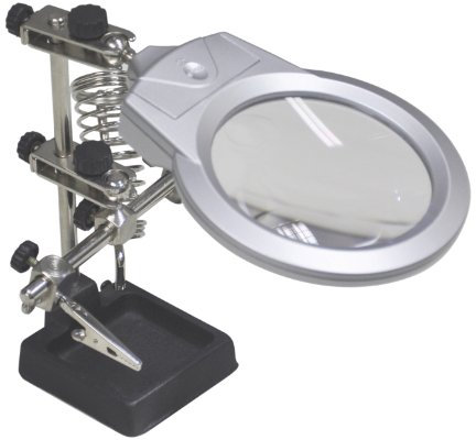 Electrovision Illuminated Helping Hands with 90 Mm Magnifier Lens, Soldering Iron Rest, 2 Articulated Arms and 2 Led Lights
