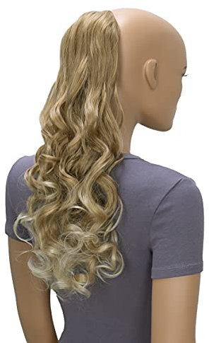 CAISHA 50cm Haarteil Ponytail Zopf Haarverlängerung Mit 2 Bändern Pferdeschwanz Lockig Dunkelblond Mix HC26-1